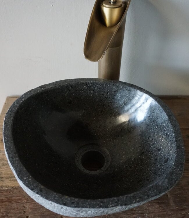 Rene Houtman Kleine Stenen Waskom + Spoelgat | H13,5 x B28 x D25 cm