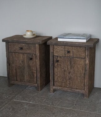 Rene Houtman Nachtkastje | Geborsteld Oud Eiken | H60xB50xD35 cm