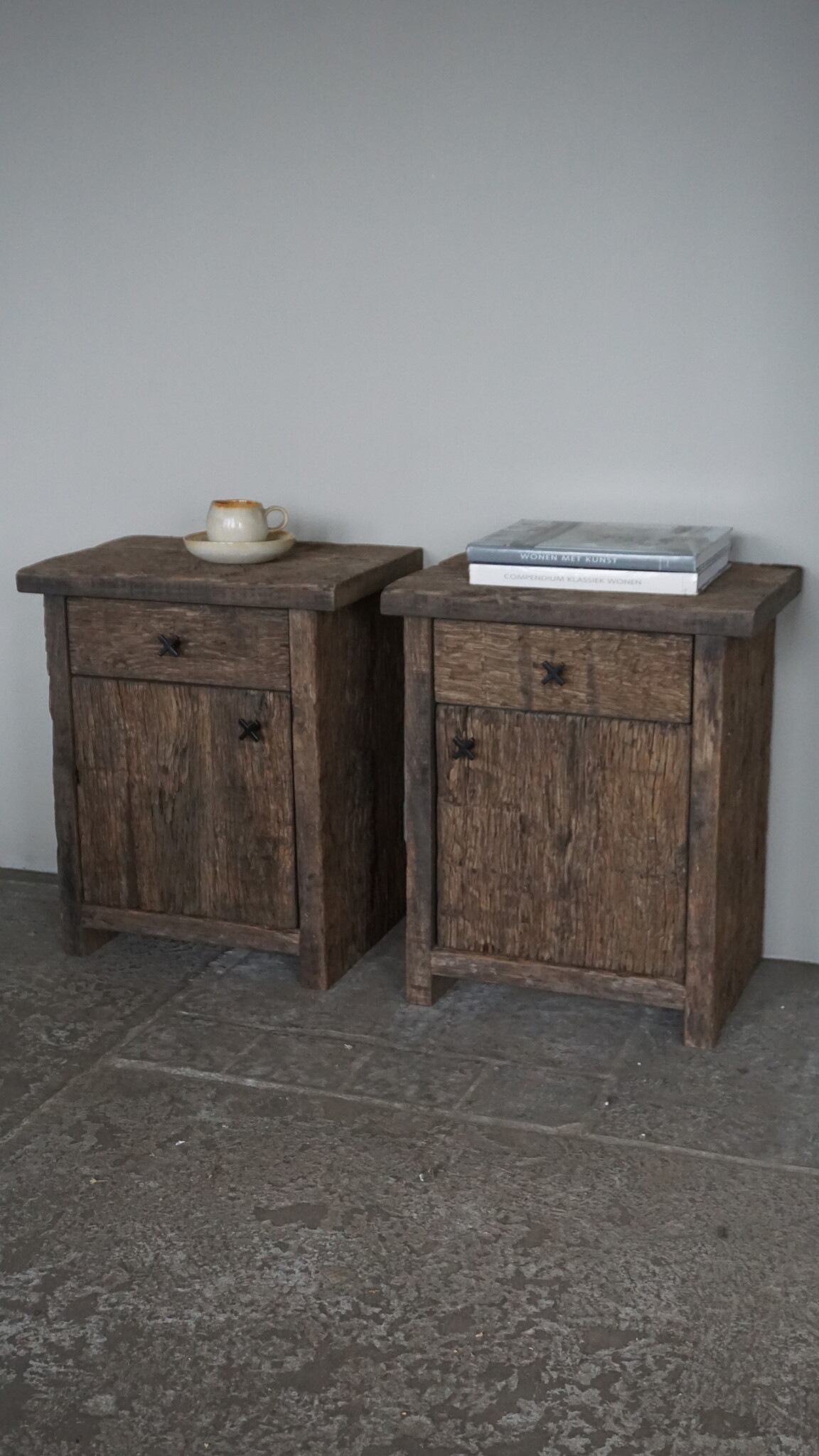 Rene Houtman Nachtkastje | Geborsteld Oud Eiken | H60xB50xD35 cm
