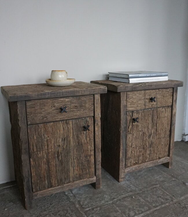 Rene Houtman Nachtkastje | Geborsteld Oud Eiken | H60xB50xD35 cm