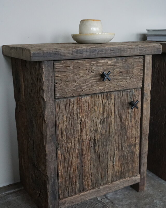 Rene Houtman Nachtkastje | Geborsteld Oud Eiken | H60xB50xD35 cm