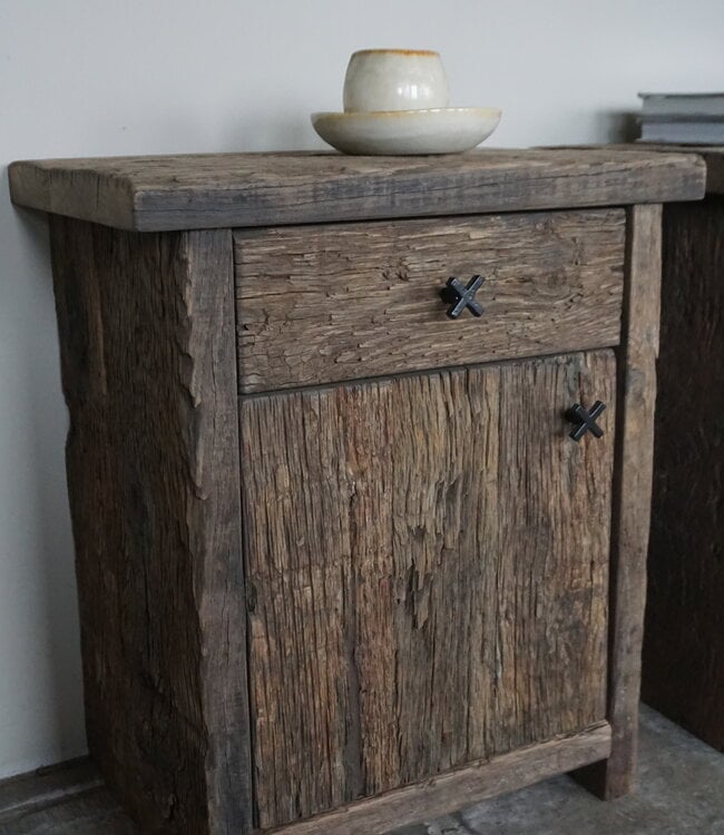 Rene Houtman Nachtkastje | Geborsteld Oud Eiken | H60xB50xD35 cm