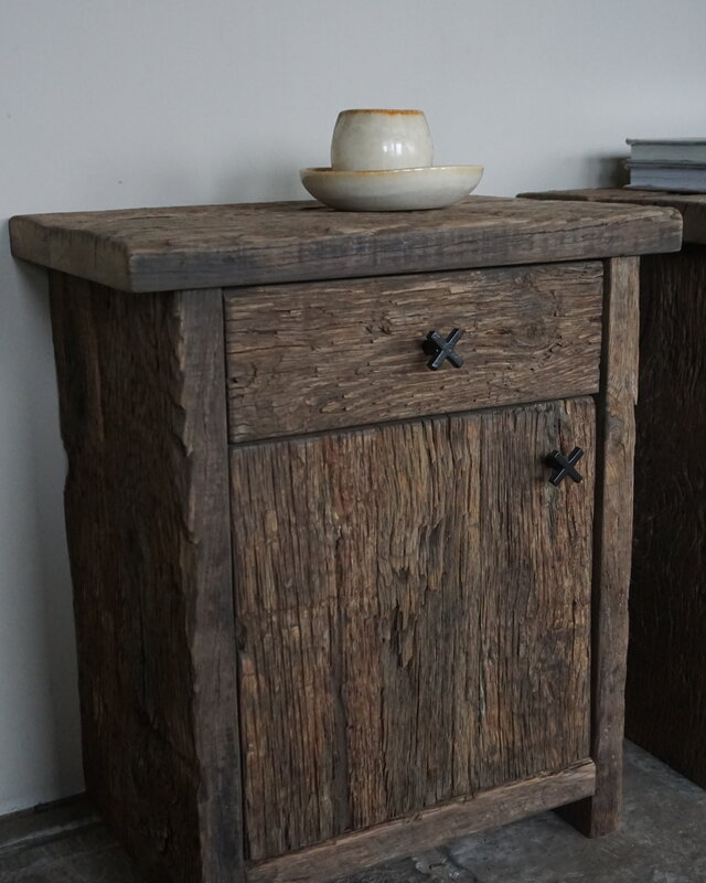 Rene Houtman Nachtkastje | Geborsteld Oud Eiken | H60xB50xD35 cm