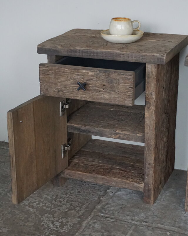 Rene Houtman Nachtkastje | Geborsteld Oud Eiken | H60xB50xD35 cm