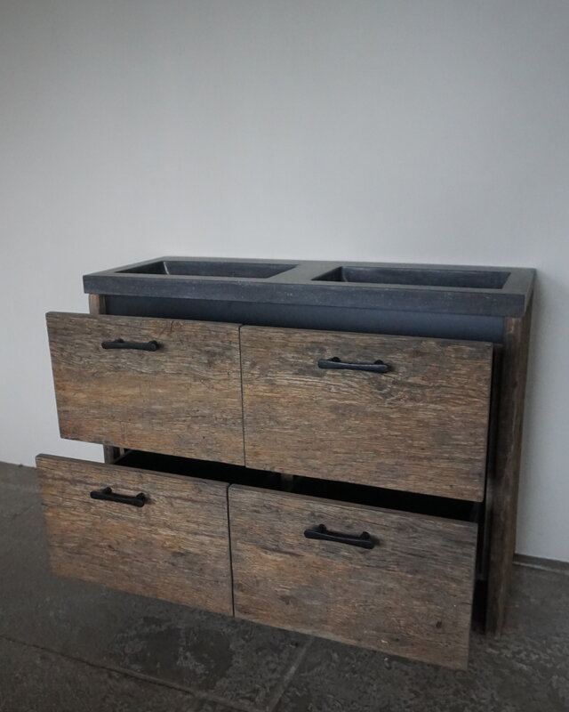 Rene Houtman Badmeubel Sita | Geborsteld Oud Eiken | H90xB120xD46 cm