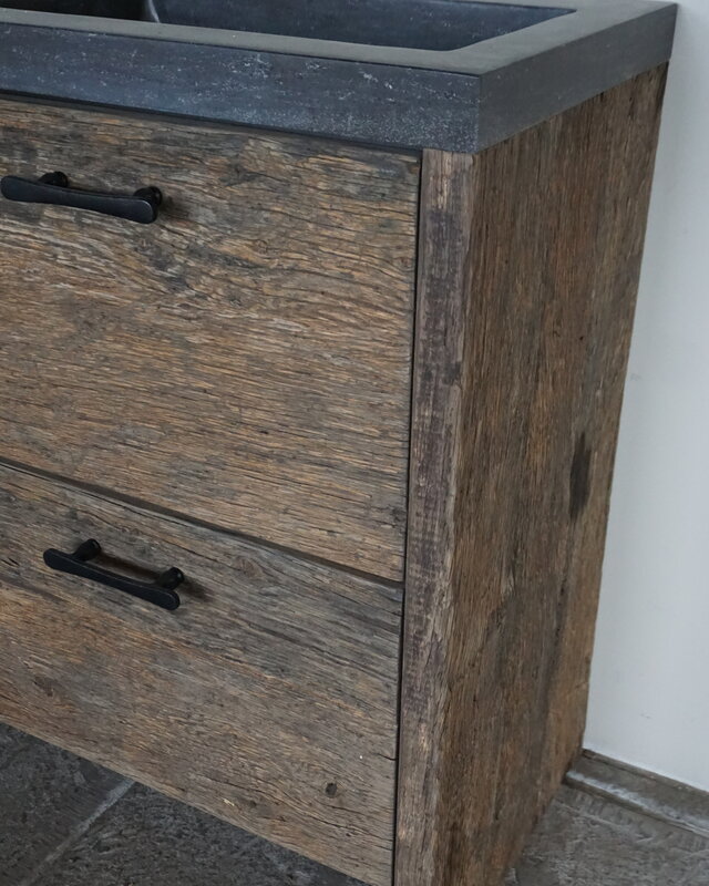 Rene Houtman Badmeubel Sita | Geborsteld Oud Eiken | H90xB120xD46 cm