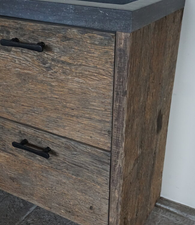 Rene Houtman Badmeubel | Geborsteld Oud Eiken | H90xB120xD46 cm