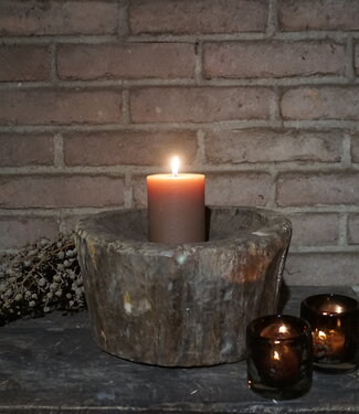 Aura Peeperkorn Oud Houten Vijzel | Uniek | H15 x D26 cm