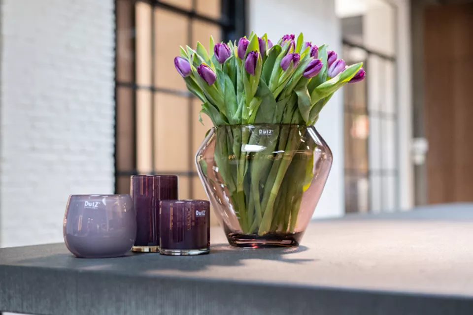 DutZ Vaas Zorba | Aubergine Transparant | H25 x D30 cm