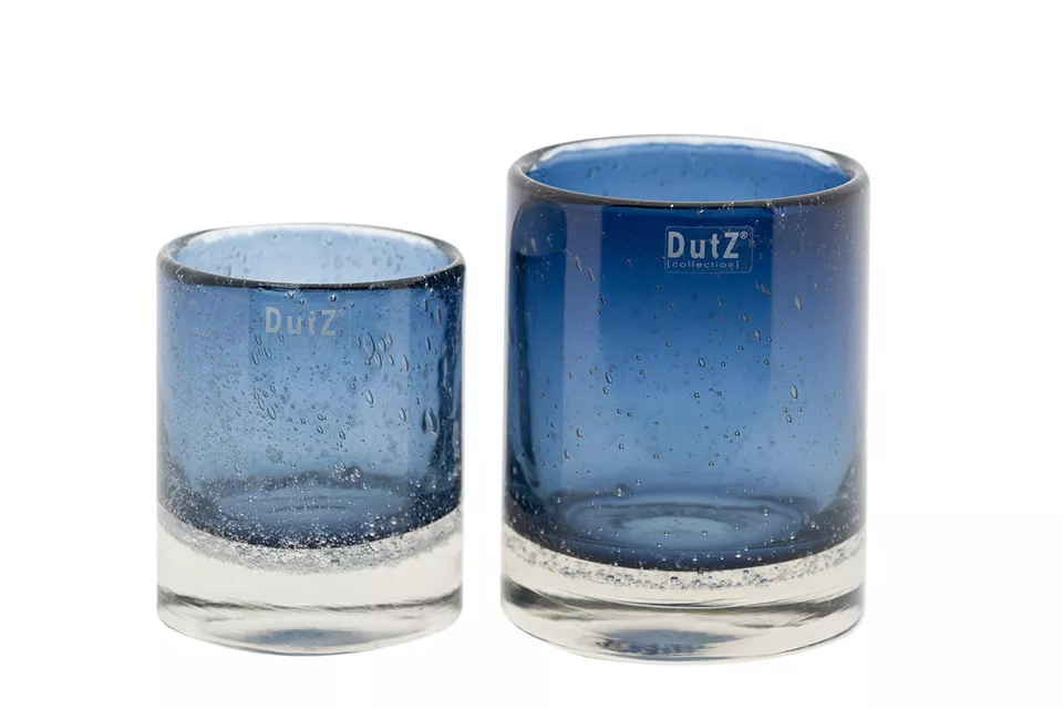 DutZ Kaarsenglas | Staalblauw Transparant | 2 Maten