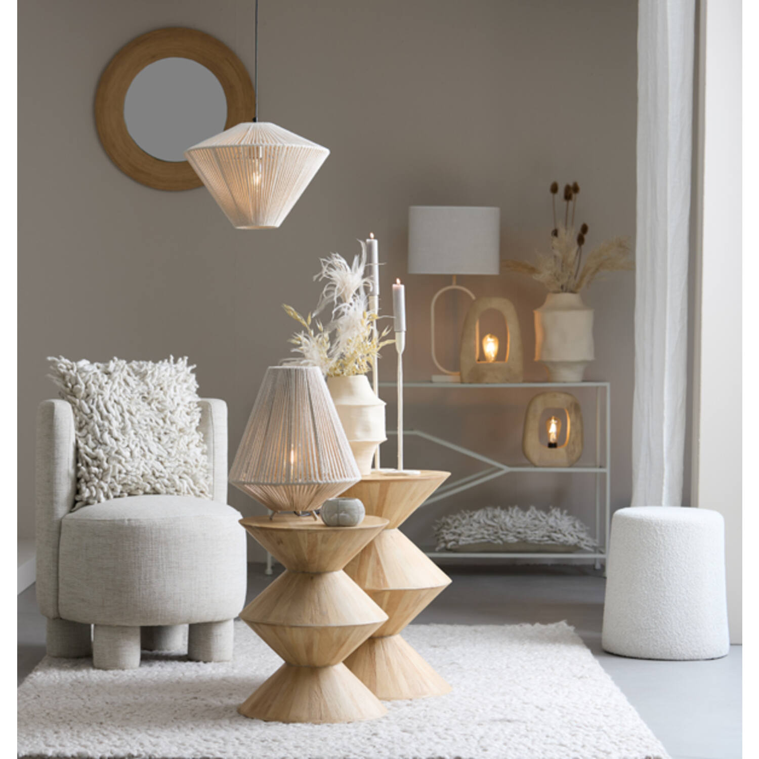 Light&Living Tafellamp Kelafo | Hout | Mat Naturel | H30 x B24 x D8 cm