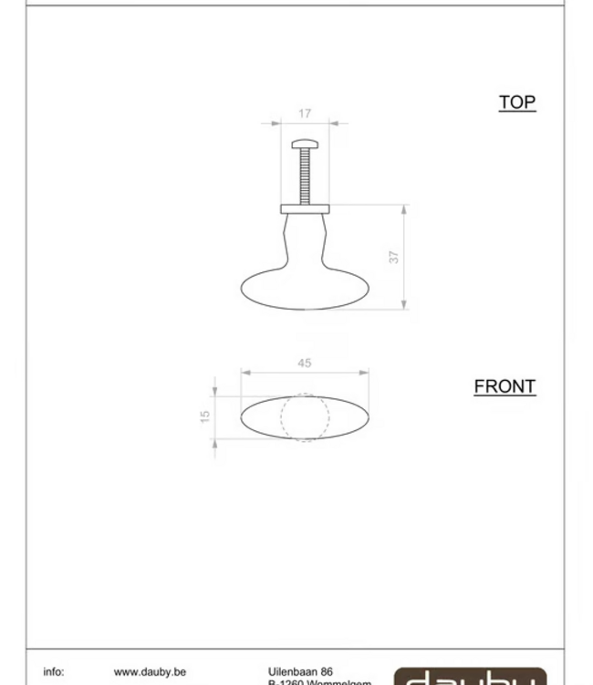 Dauby STUK MEUBELKNOP BT284 ZWART (N) 45mm