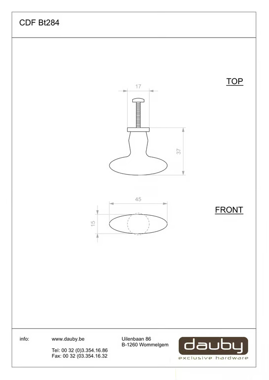 Dauby STUK MEUBELKNOP BT284 ZWART (N) 45mm