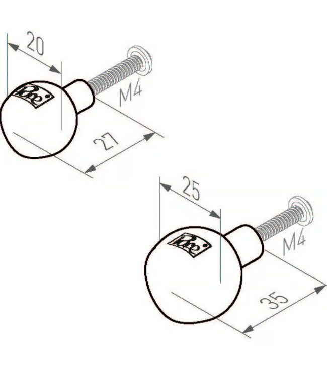 Dauby STUK MEUBELKNOP PT-25 WIT BRONS (WB) 25mm