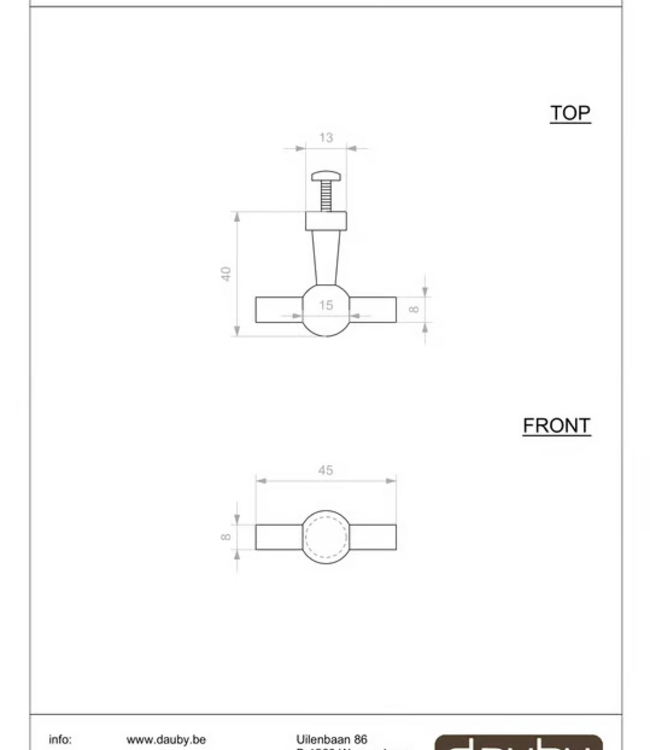 Dauby STUK MEUBELKNOP BT Chemin de Fer ZWART (N)