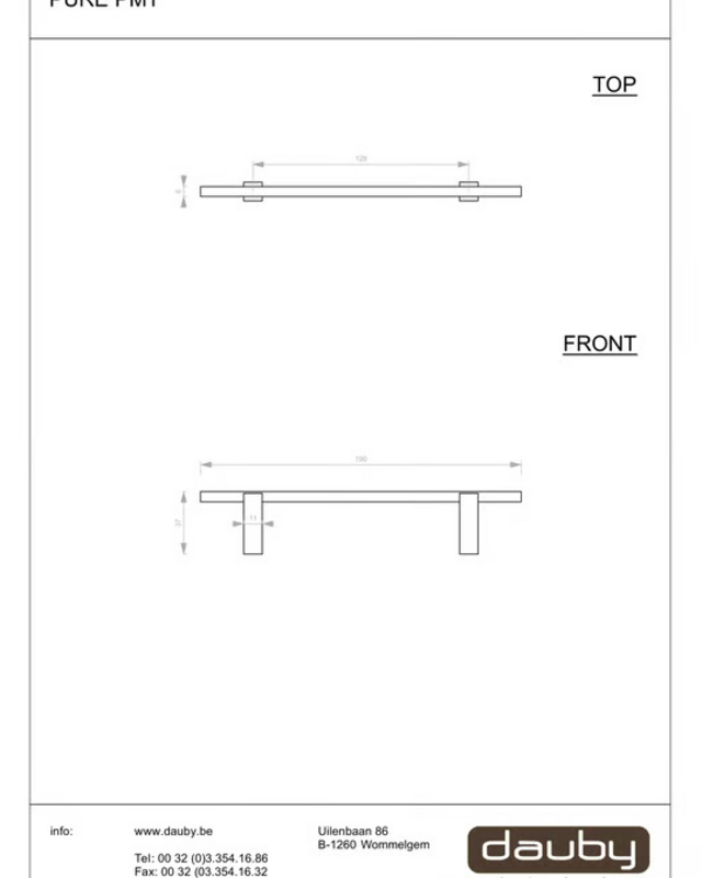 Dauby STUK MEUBELGREEP PMT RUW METAAL (RM) 128mm