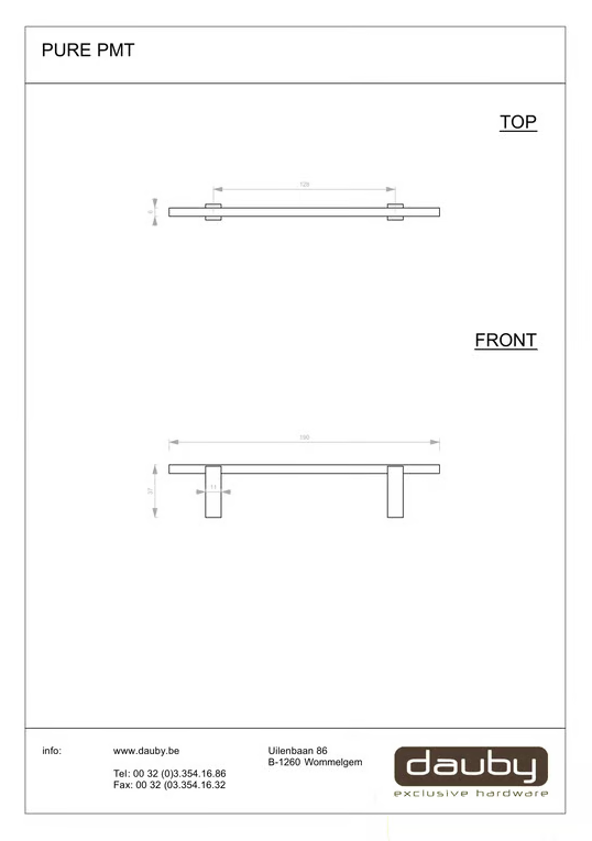 Dauby STUK MEUBELGREEP PMT RUW METAAL (RM) 128mm