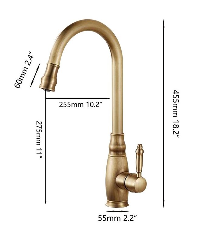 Rene Houtman Nostalgische Mengkraan | Antiek Brons Met Uittrekbare Kop