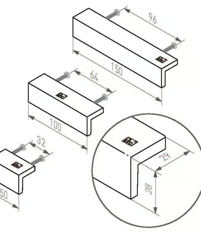 Dauby STUK MEUBELGREEP PML96/150 VEROUDERD IJZER - ZWART (VO) L150mm