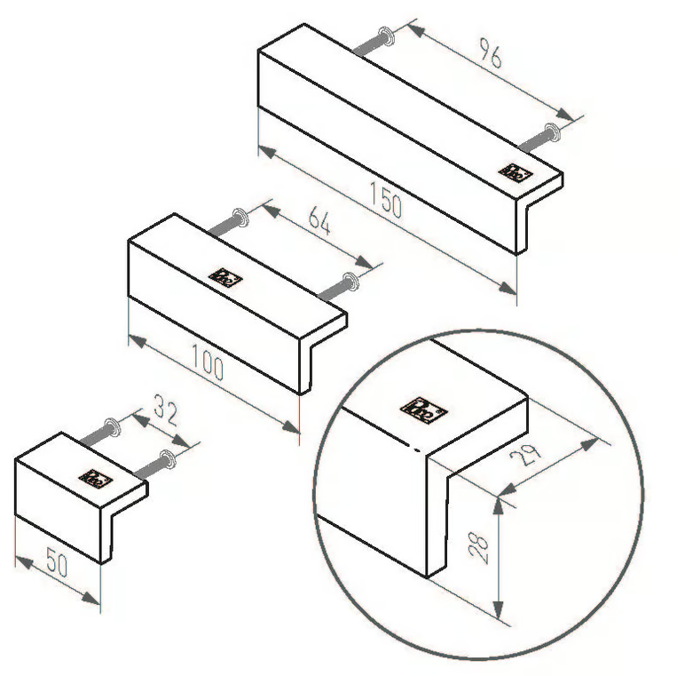 Dauby STUK MEUBELGREEP PML96/150 RUW BRONS (RB) L150mm