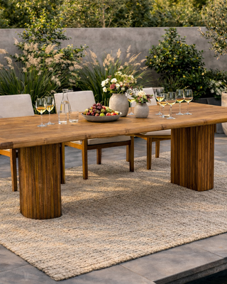 Rene Houtman Tuintafel Hout Rond Afgeronde Poten 240x100x78 Cm