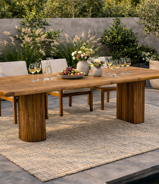 Rene Houtman Tuintafel Hout Rond Afgeronde Poten 240x100x78 Cm