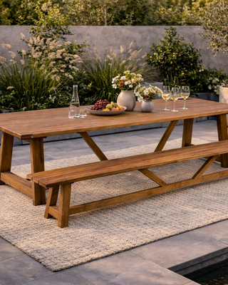 Rene Houtman Tuinset Teak Olivia Tuintafel 240 + Zitbankje 350 Cm