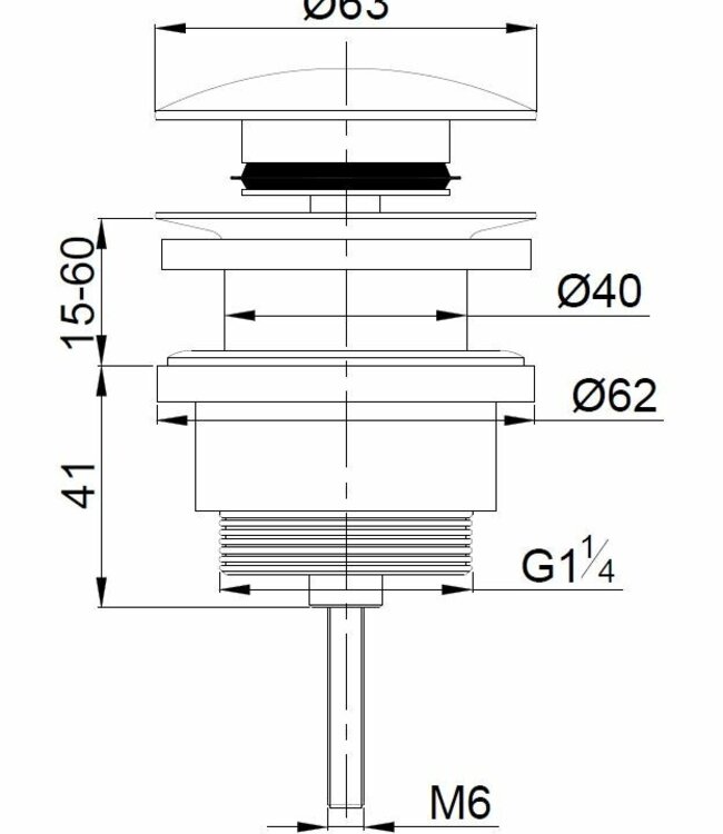 Wiesbaden Clickwaste Afvoerplug | Geborsteld Staal | 5/4