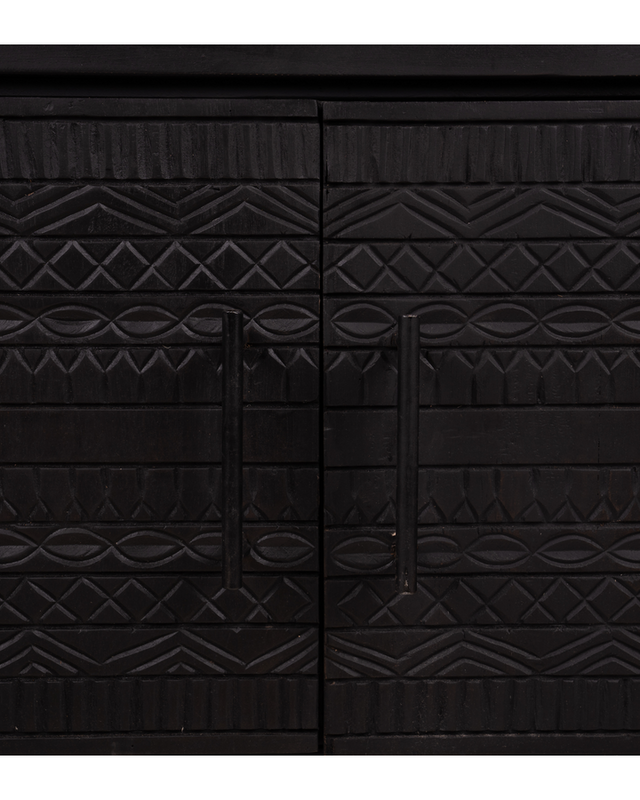 Rene Houtman Tv-Meubel Dallie Zwart- 160x40x65 Cm - Houtsnijwerk