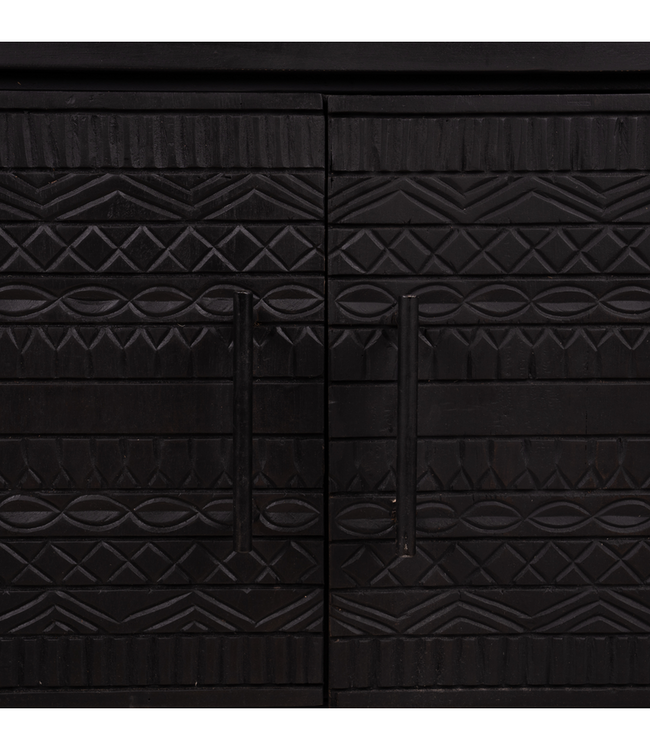 Rene Houtman Tv-Meubel Dallie Zwart- 160x40x65 Cm - Houtsnijwerk