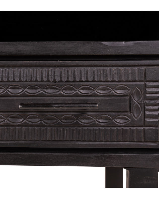 Rene Houtman Wandtafel Dallie Zwart - 100x40x90 Cm - Houtsnijwerk