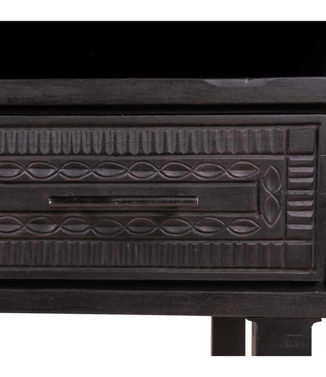 Rene Houtman Wandtafel Dallie Zwart - 100x40x90 Cm - Houtsnijwerk