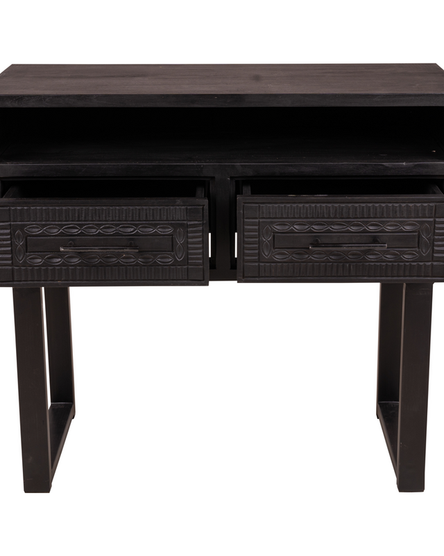 Rene Houtman Wandtafel Dallie Zwart - 100x40x90 Cm - Houtsnijwerk