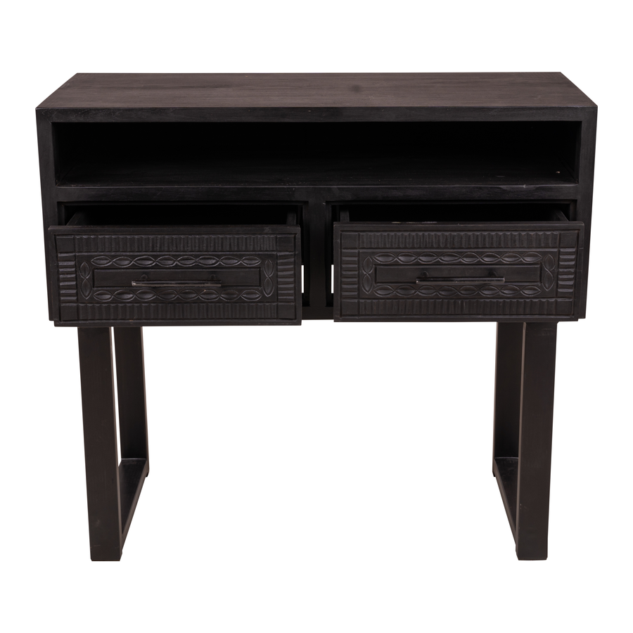 Rene Houtman Wandtafel Dallie Zwart - 100x40x90 Cm - Houtsnijwerk