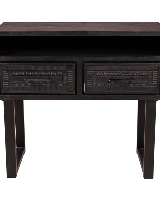 Rene Houtman Wandtafel Dallie Zwart - 100x40x90 Cm - Houtsnijwerk