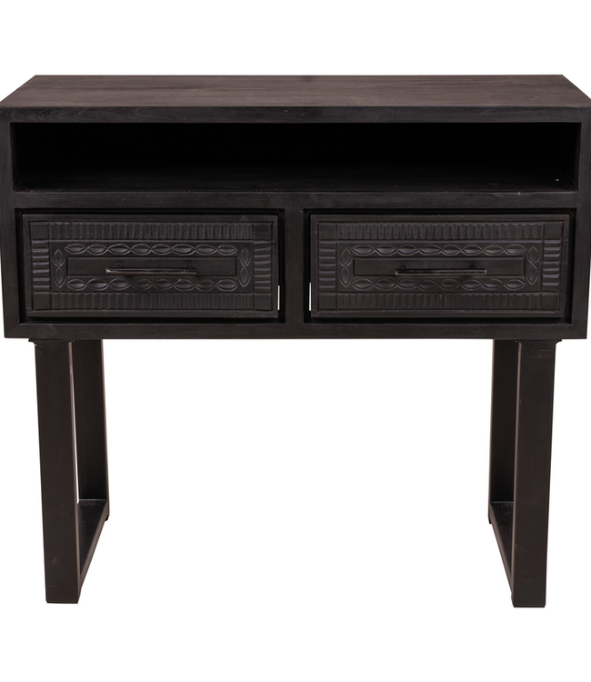 Rene Houtman Wandtafel Dallie Zwart - 100x40x90 Cm - Houtsnijwerk