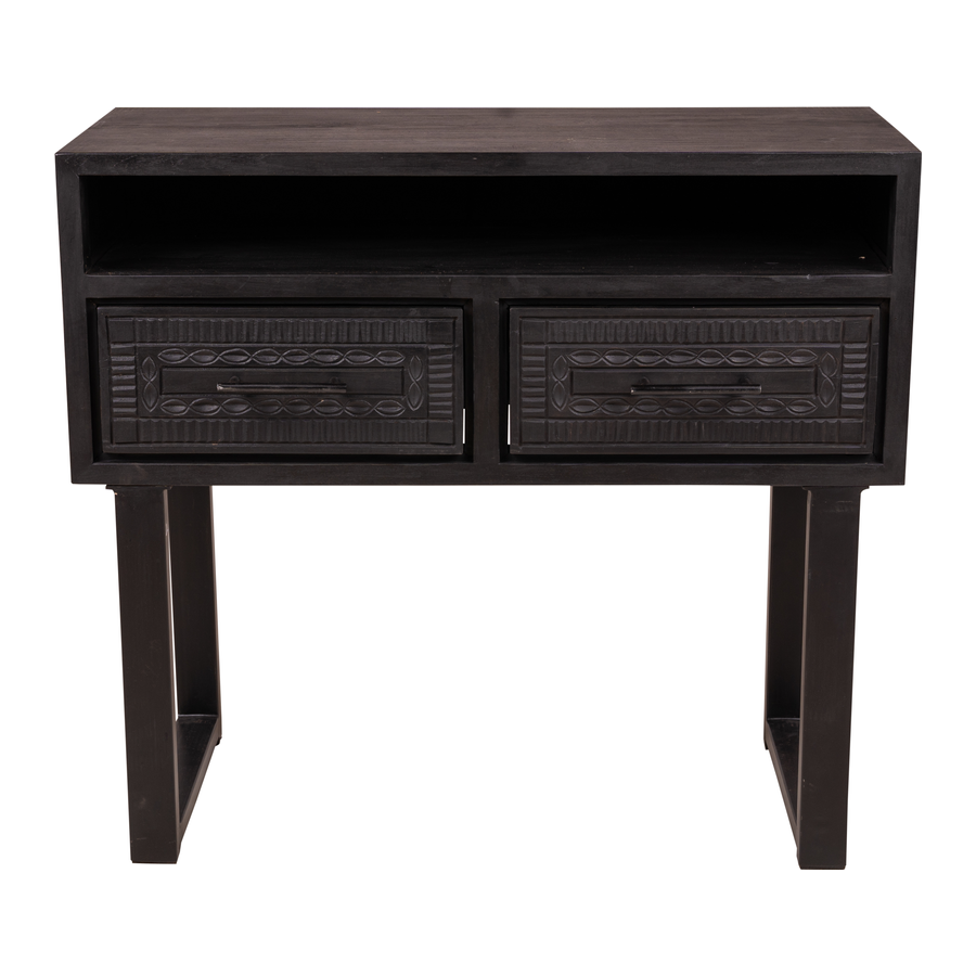 Rene Houtman Wandtafel Dallie Zwart - 100x40x90 Cm - Houtsnijwerk