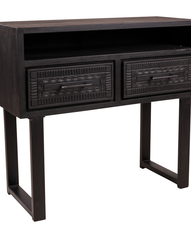 Rene Houtman Wandtafel Dallie Zwart - 100x40x90 Cm - Houtsnijwerk