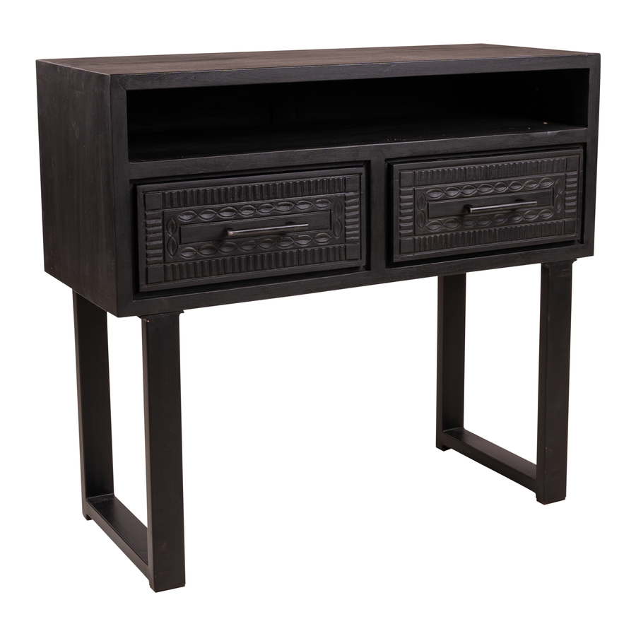 Rene Houtman Wandtafel Dallie Zwart - 100x40x90 Cm - Houtsnijwerk