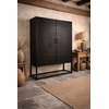 Kast 2-Deurs Dallie Zwart Vierkant Houtsnijwerk - B140xD50xH180 Cm