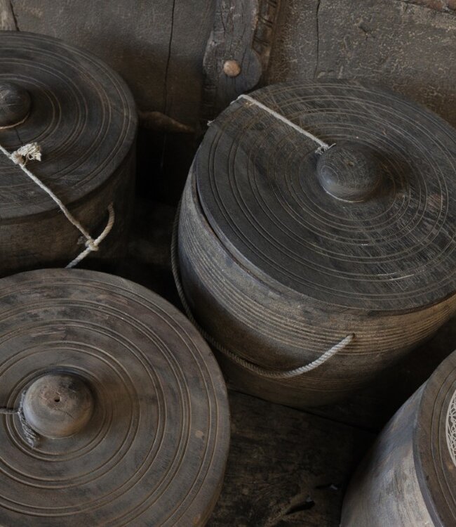 Be-Uniq Oude Pottenset Met Deksel | Set Van 5 | Nepal