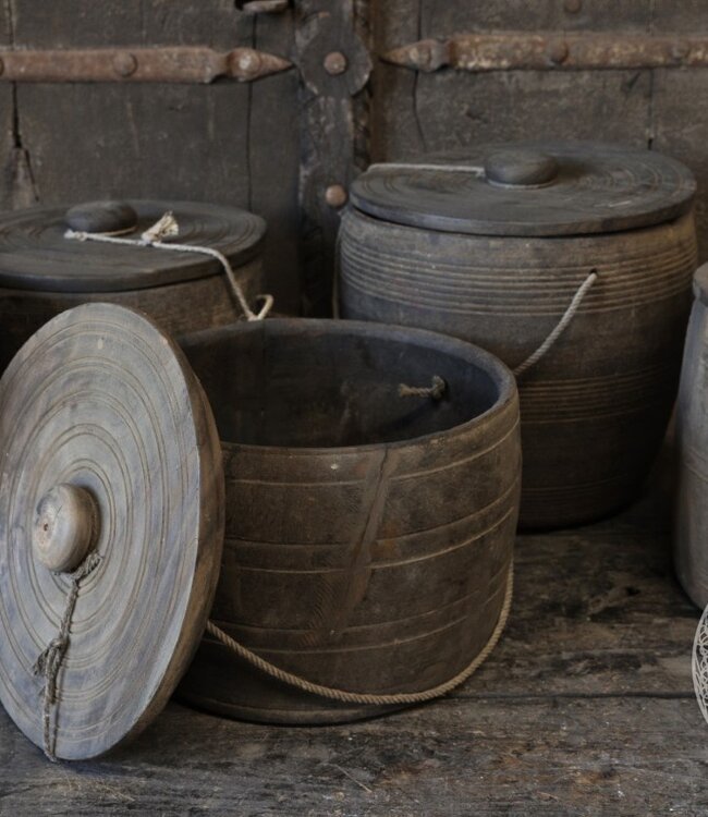 Be-Uniq Oude Pottenset Met Deksel | Set Van 5 | Nepal