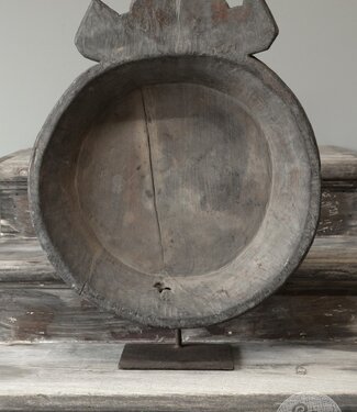 Be-Uniq Antieke Schaal Op Standaard | Marmer | H69 cm