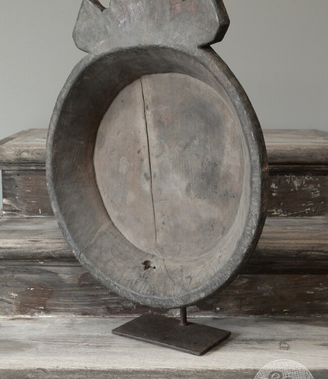 Be-Uniq Antieke Schaal Op Standaard | Marmer | H69 cm