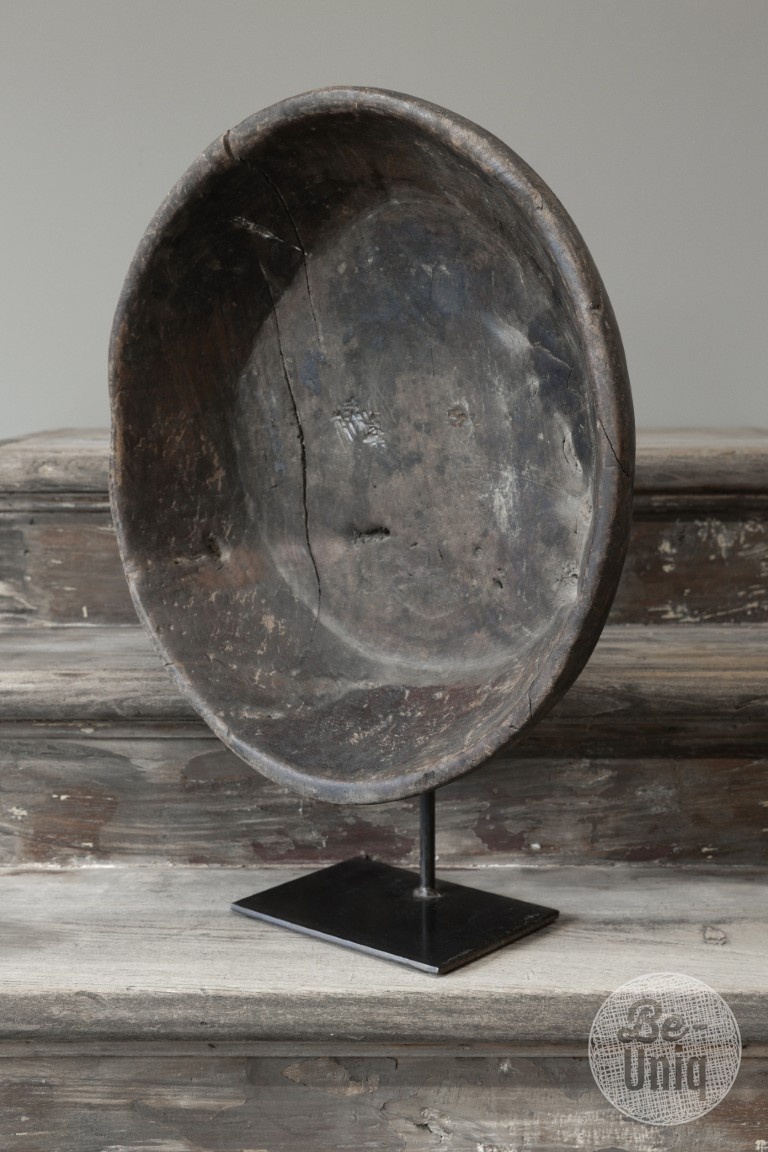 Be-Uniq Antieke Schaal Op Standaard | Marmer | H60 cm