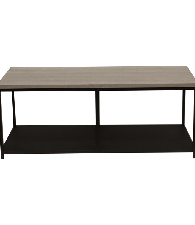 PTMD Laco Witte bijzettafel met marmeren blad en taupe metalen frame