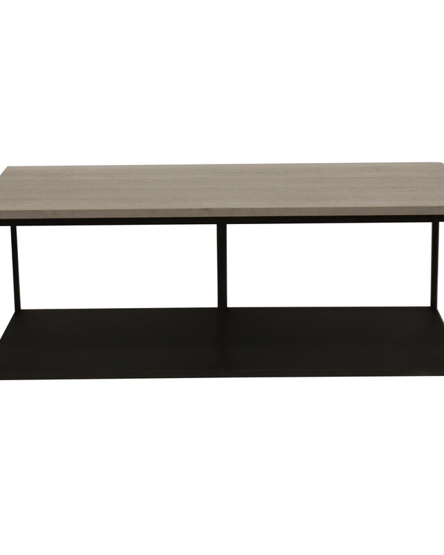 PTMD Laco Witte bijzettafel met marmeren blad en taupe metalen frame