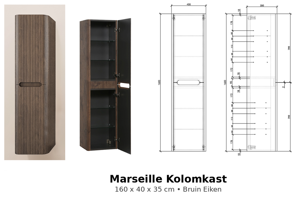 Rene Houtman Badkamermeubel Marseille Rond - Bruin Eiken - Stel Samen