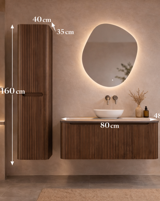 Rene Houtman Badkamerkast Marseille Rond | Bruin Eiken | 160 cm
