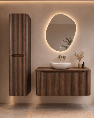 Rene Houtman Badkamerkast Marseille Rond | Bruin Eiken | 160 cm